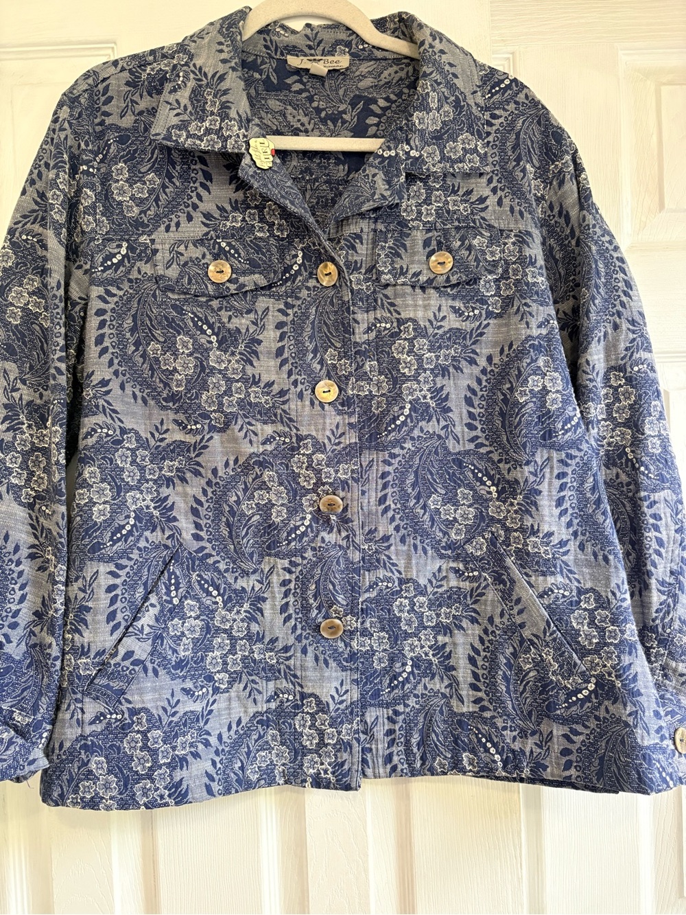 Blue Floral Button-Front Women’s Jean Jacket by V. Fraas